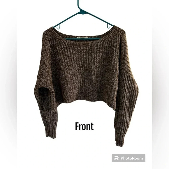 American Eagle Brown/Tan Cozy Cropped knit sweater size Small - Picture 1 of 3